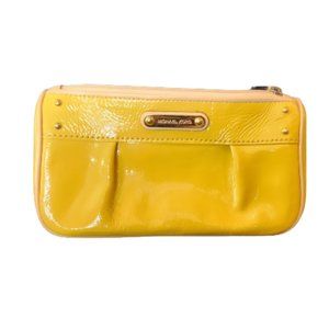 Michael Kors Patent Leather Yellow Travel/Cosmetic Pouch NWOT